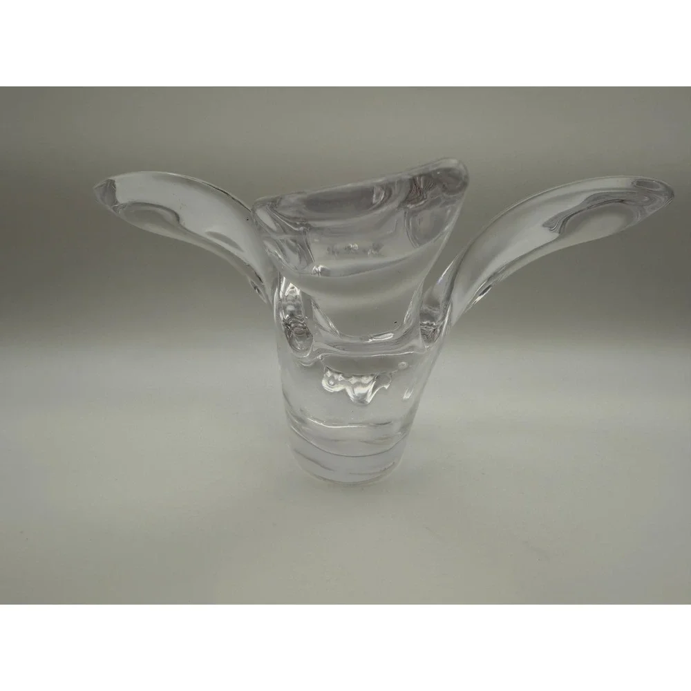 Heavy Clear Art Glass Bird Figurine Abstract Flying Swallows Sculpture Decor